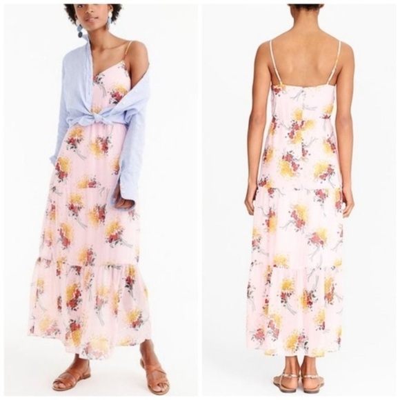 J.crew Tiered Floral Maxi Dress Sunburst Bouquet - Picture 1 of 12